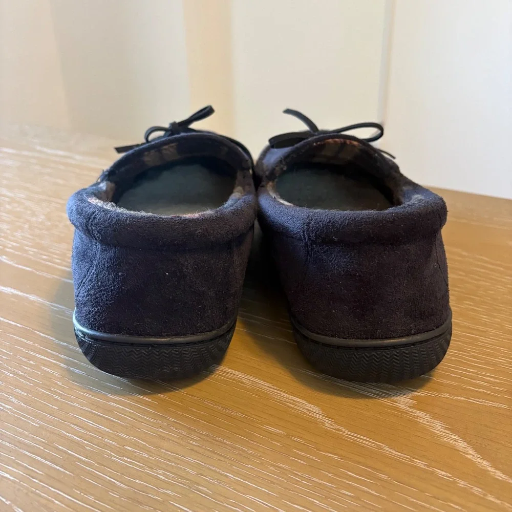 Dockers‎ Mens Black Faux Suede Memory Foam Moccasin Slippers Size Large 9-10